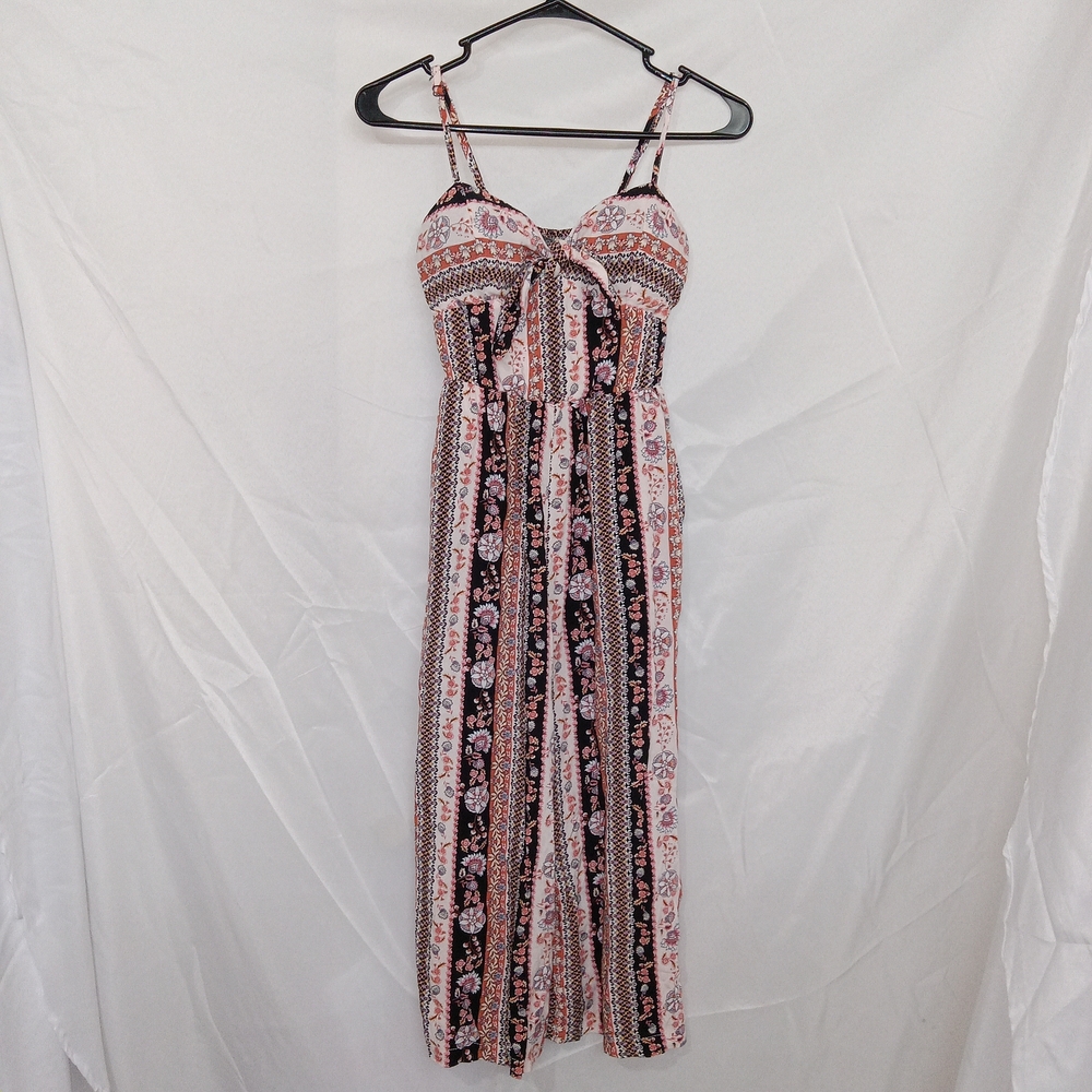 Lily Rose Floral Boho Cropped Jumpsuit Romper Womens Size XS - Picture 2 of 16